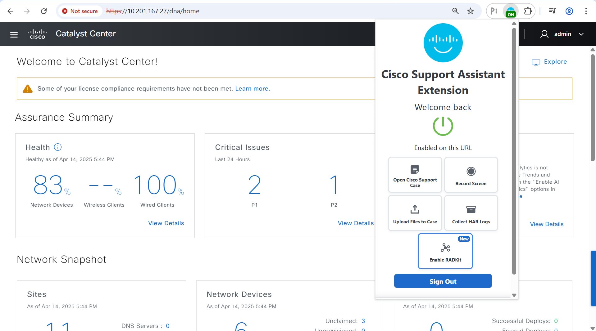 Cisco Support Assistant Extension