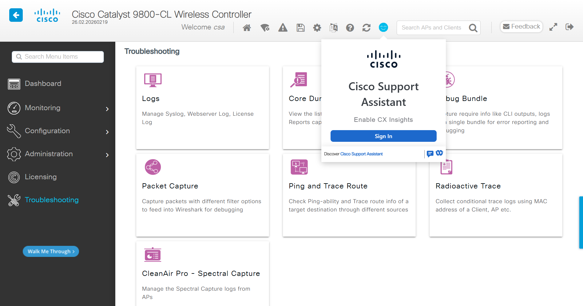 Catalyst 9800 WLC In-Product Support Overview