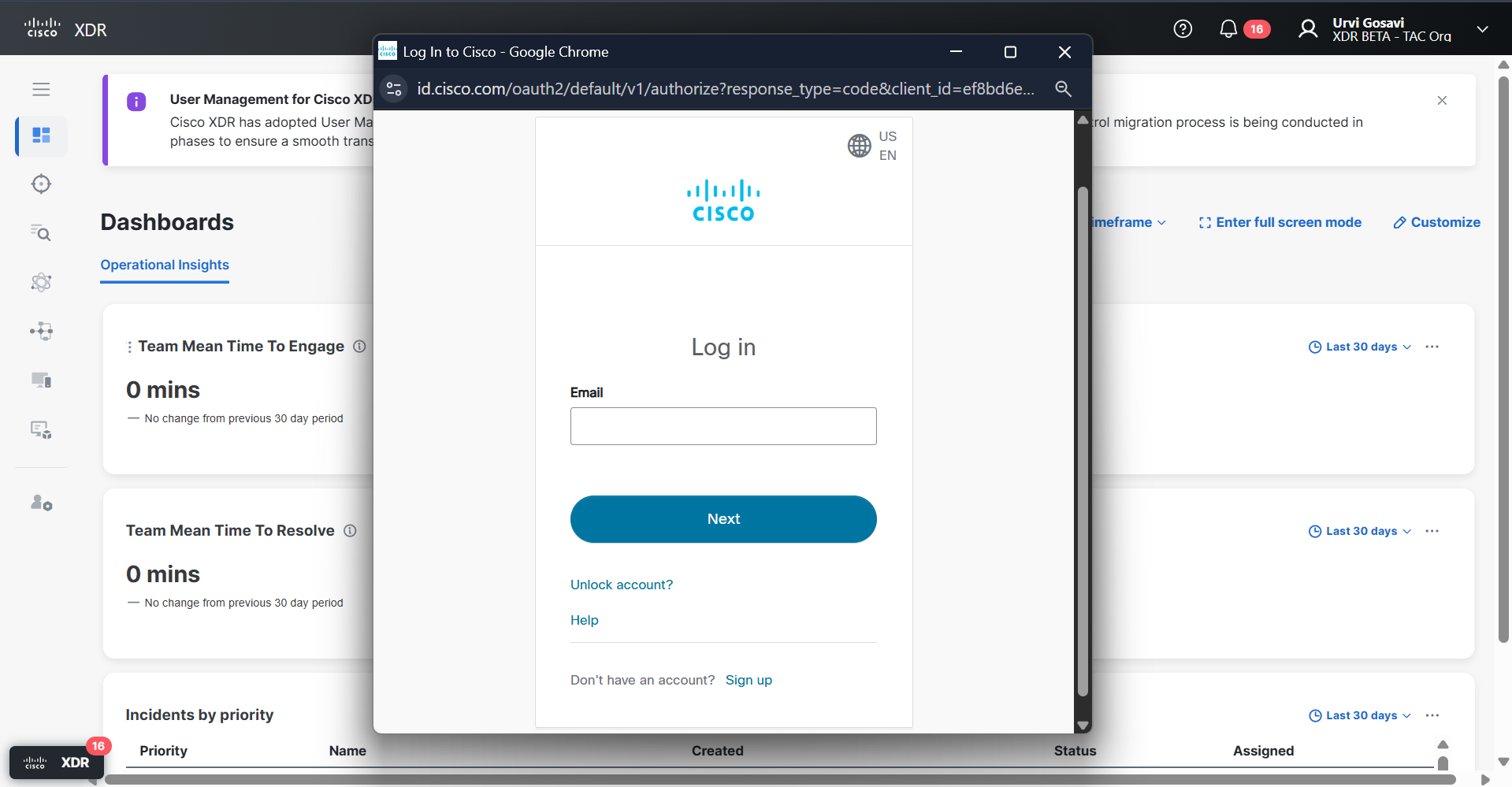 XDR In-Product Support Login